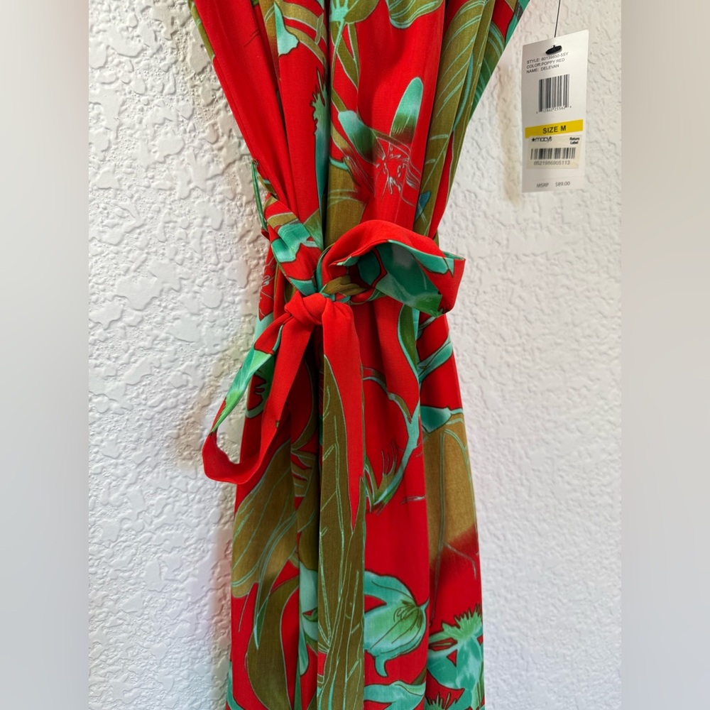 Jessica Simpson Delevan Dress | Poppy Red Tropical Print | Size M | NWT - Picture 5 of 16